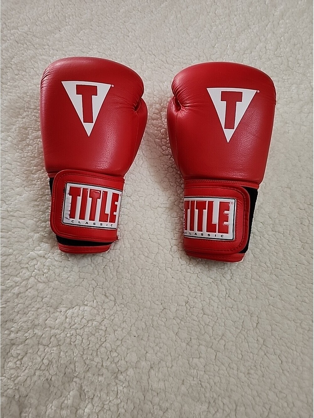 TITLE BOXING Classic Red Gloves. Adult Size, Genuine Leather Padded Gloves
